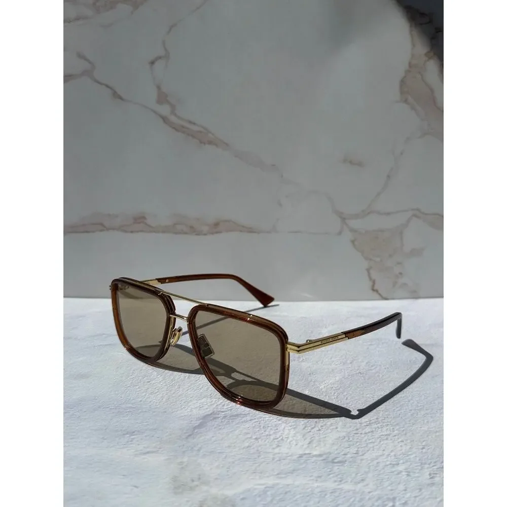 NEW Bottega Veneta BV1463S Brown Aviator Sunglasses $560